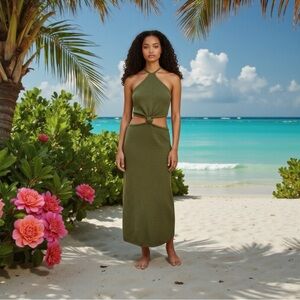 Cult Gaia Cameron Cutout Midi Knit Dress Size XL $458.00